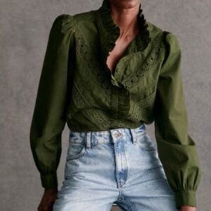 Sezane Lou Blouse in forest green
